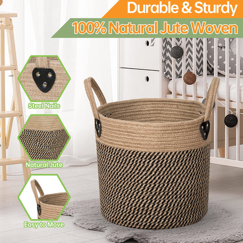 ZOES HOMEWARE jute basket used for blankets storage and organization