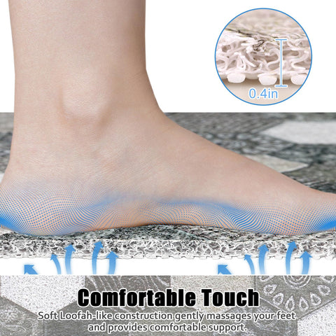 ZOESOE mat has a non-slip backing for secure footing on wet bathroom floors.