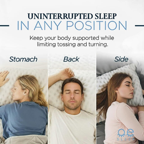 Zoey Sleep pillow on a bed shows versatile support for side and back sleepers.