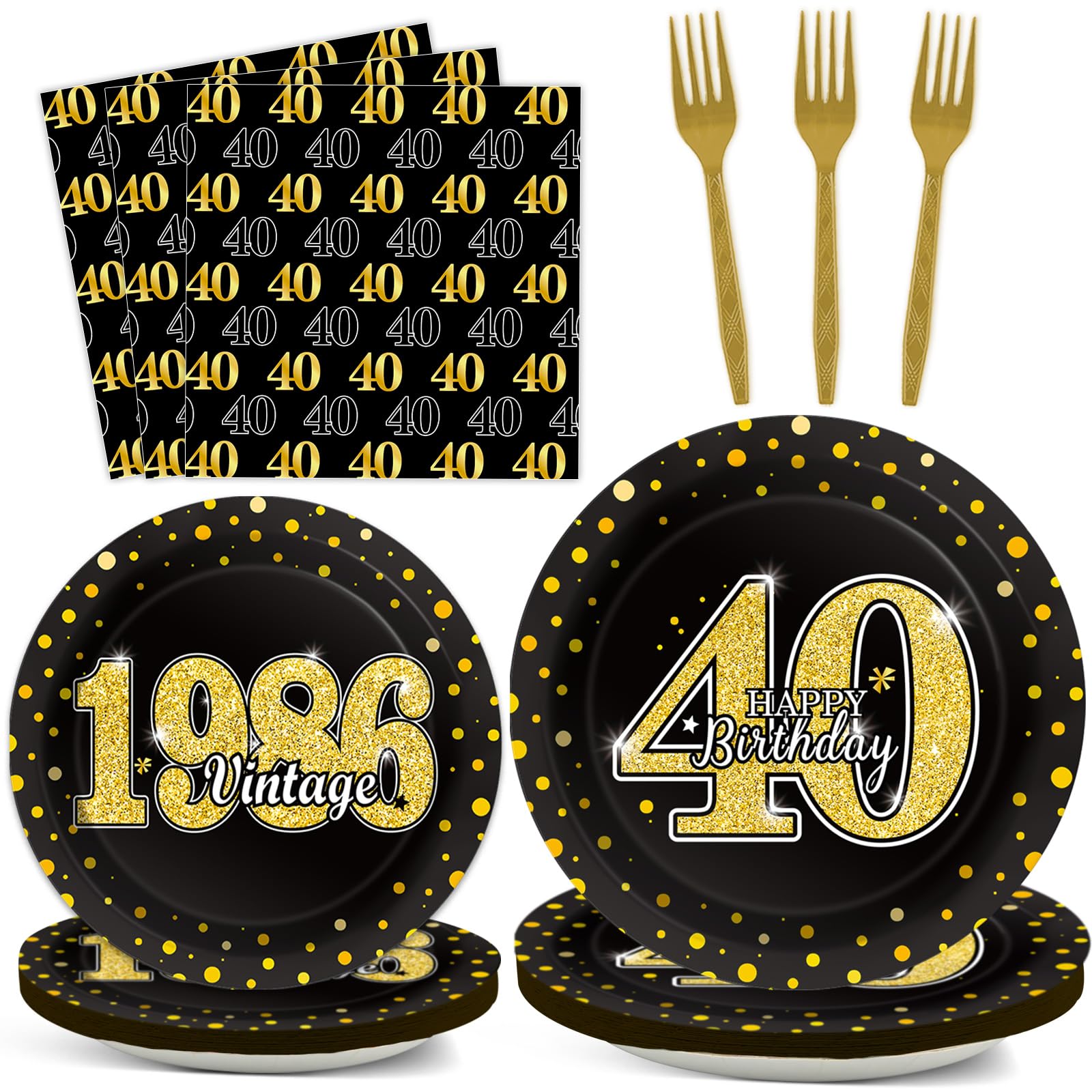 ZOIIWA 9-inch black and gold plates for an elegant party tables.