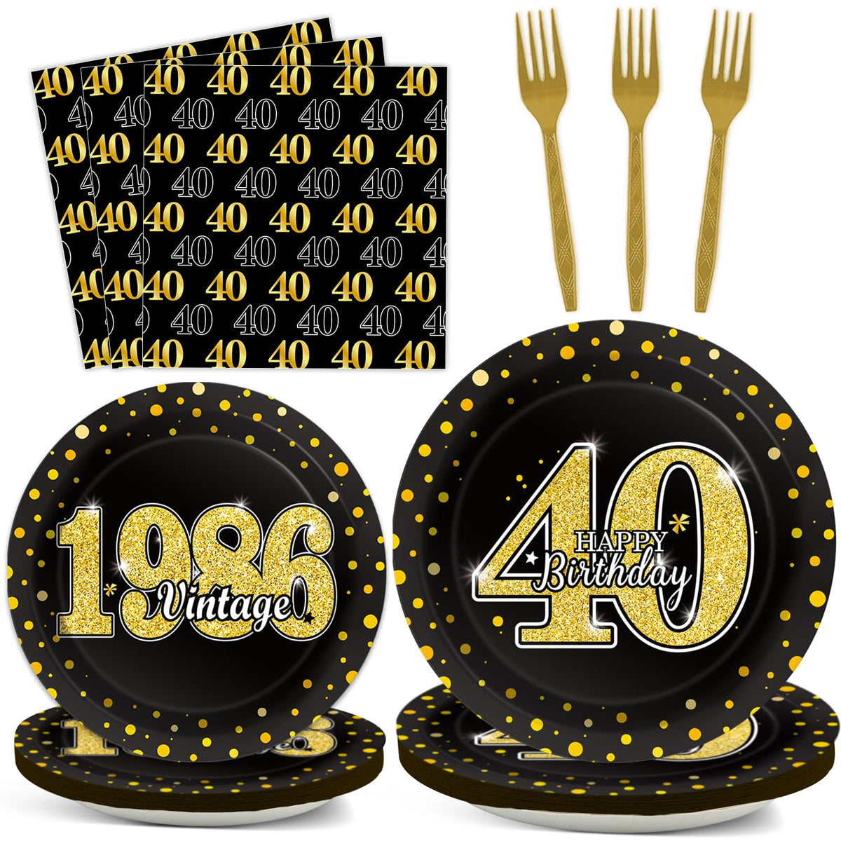 ZOIIWA 9-inch black and gold plates for an elegant party tables.