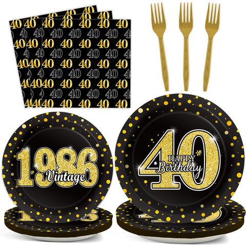 ZOIIWA 9-inch black and gold plates for an elegant party tables.