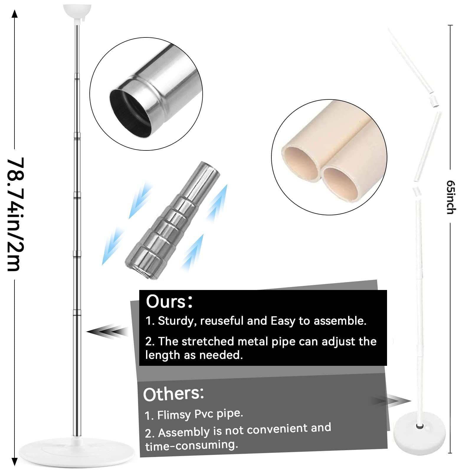 ZOIIWA metal base supports vertical balloon columns for stable installations.