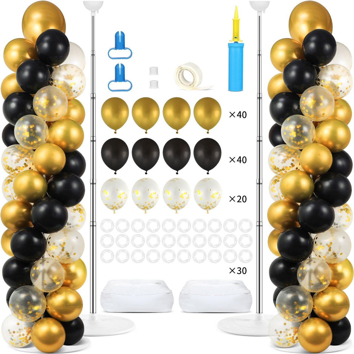 ZOIIWA balloon stand kit in black and gold creates stylish party setups.