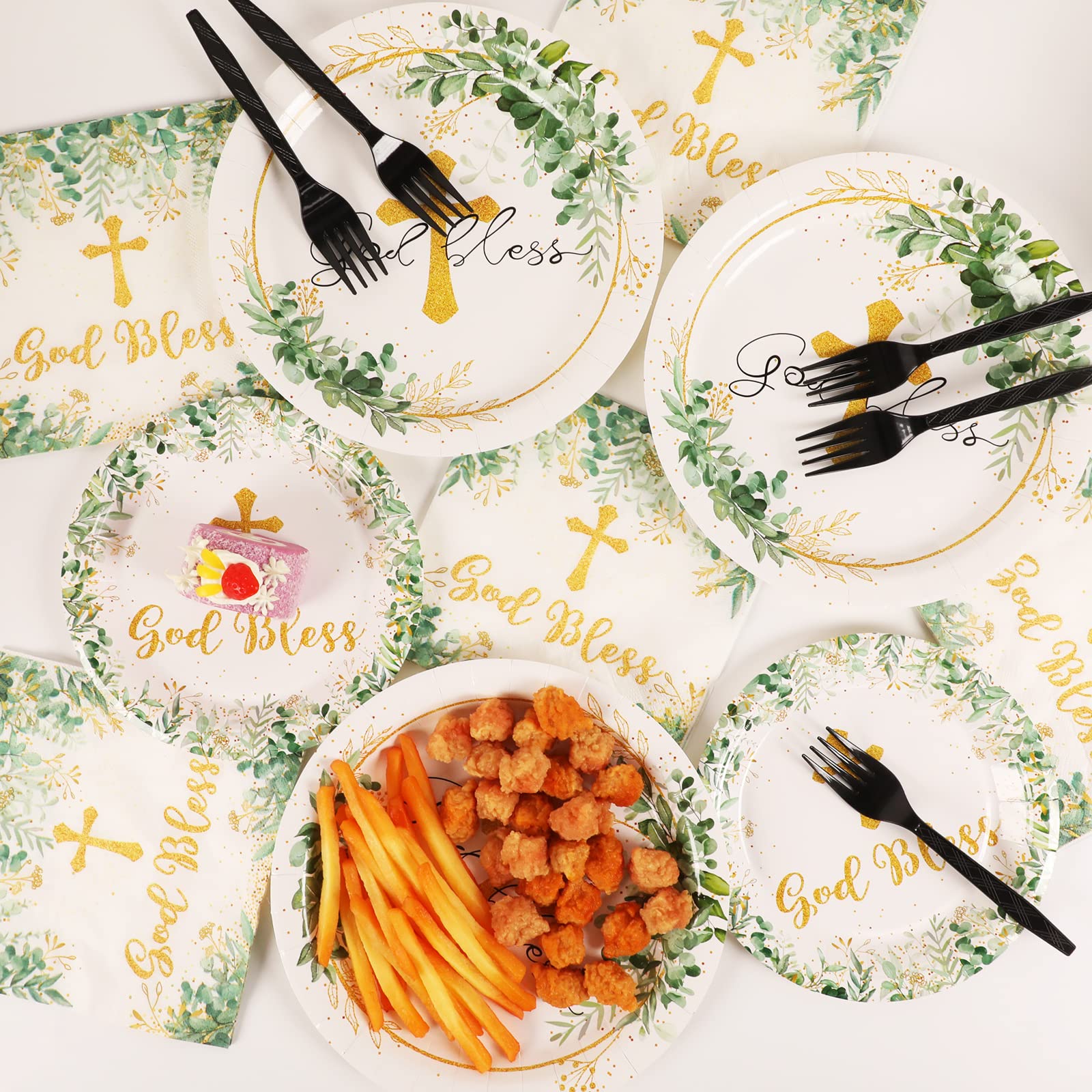 ZOIIWA green floral design dinnerware enhances baptisms, communions, and christening gatherings.