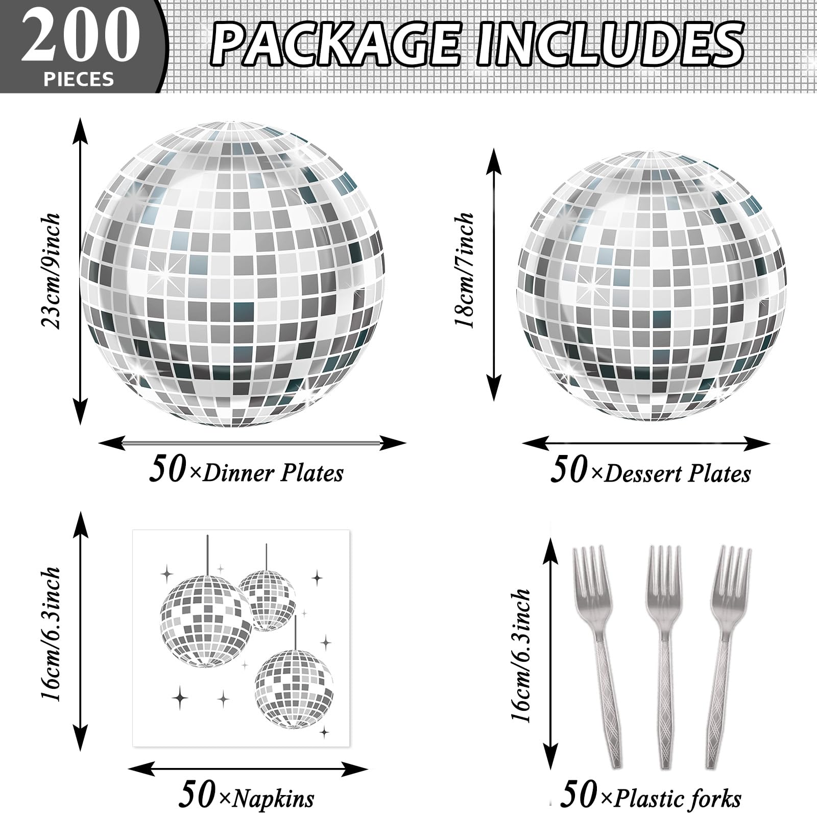 ZOIIWA disco ball napkins 6.3 inches add shimmer and quick cleanup.