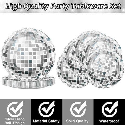 ZOIIWA disco plates 9 inches ideal for main courses at a silver themed event.
