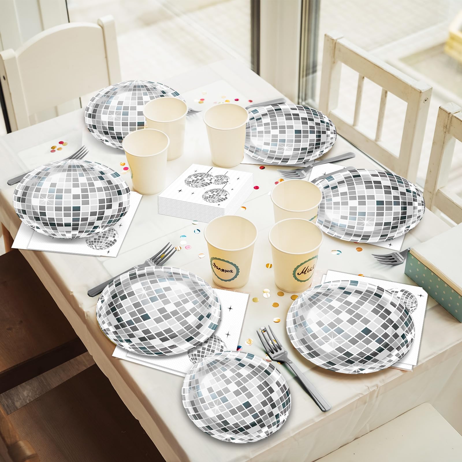 ZOIIWA festive disco table setting ready for bites and conversation.