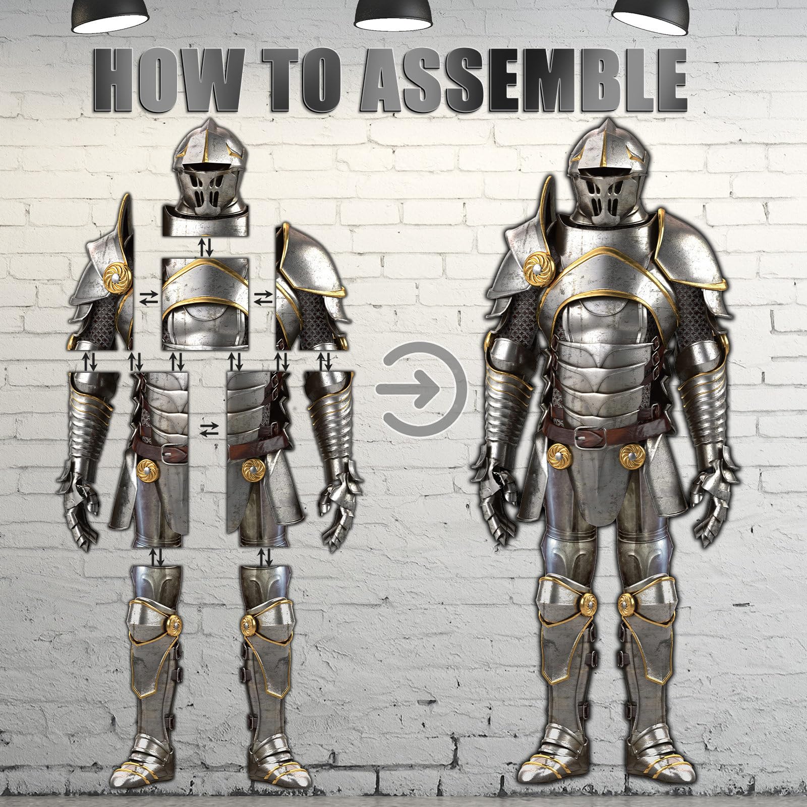ZOIIWA medieval sword prop – dramatic wall accent for action-ready photo zones.