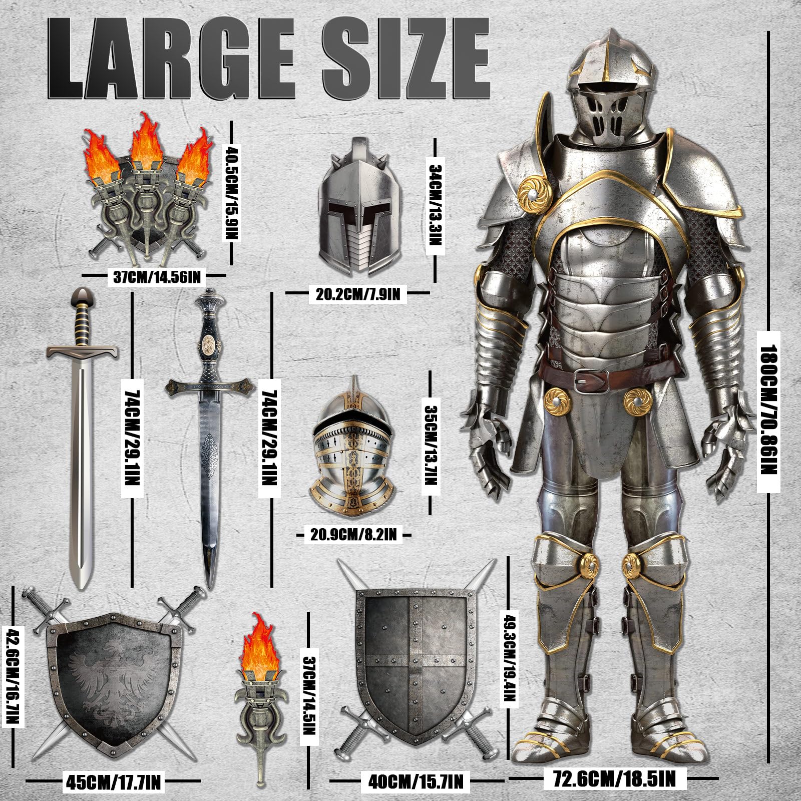 ZOIIWA medieval torch prop – bright, eye-catching accent for photo booths and walls.