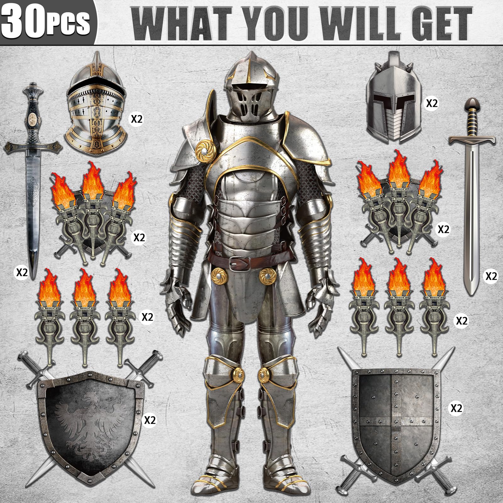 ZOIIWA medieval torch prop set – versatile lighting accents for events.