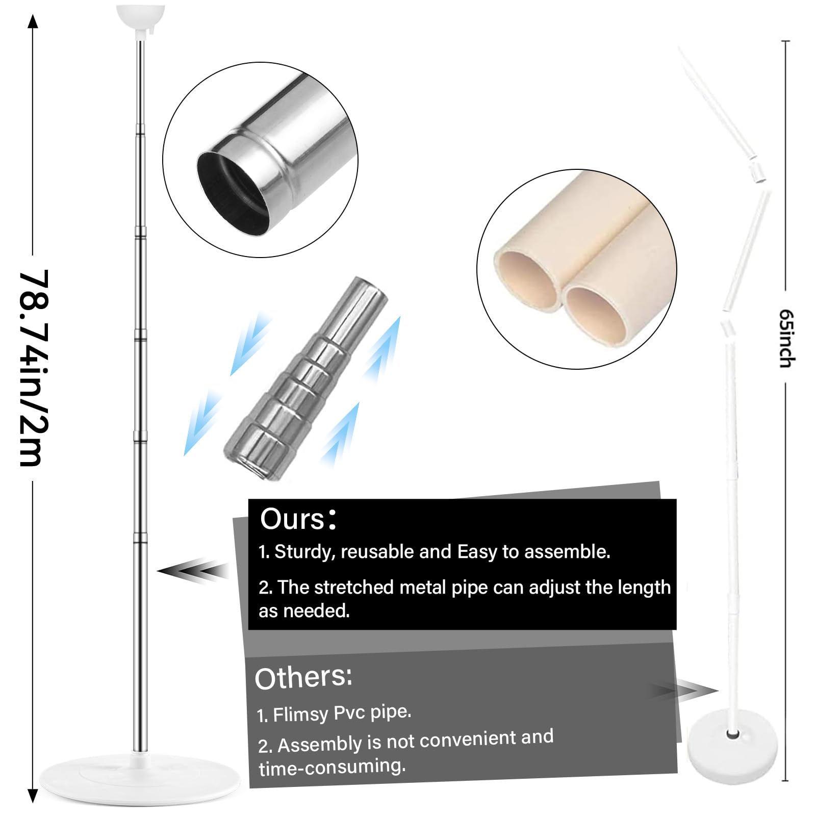 ZOIIWA corrosion-resistant telescoping stainless-steel poles in use.