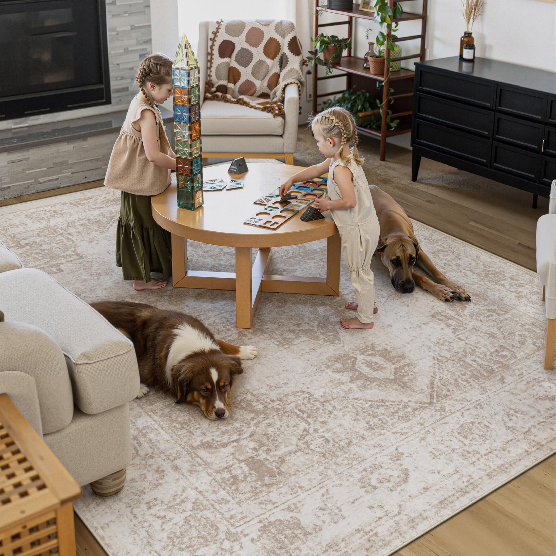 Zomfy rug with anti-slip backing prevents shifting on floors