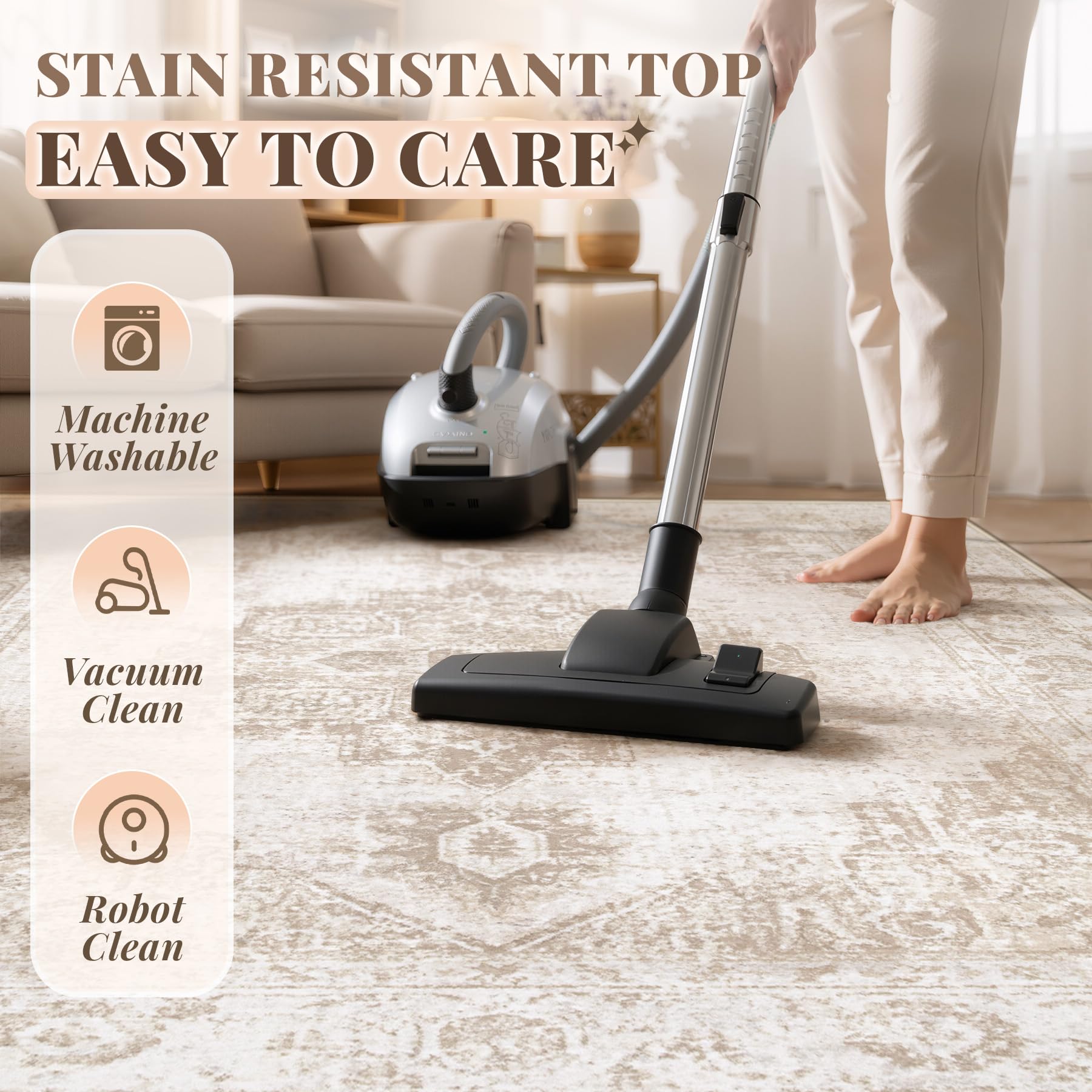 Zomfy Area Rug 9x12 machine washable for easy cleaning
