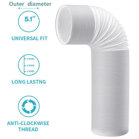 Zomia AC exhaust hose expands to 80 inches to reach through walls or windows.