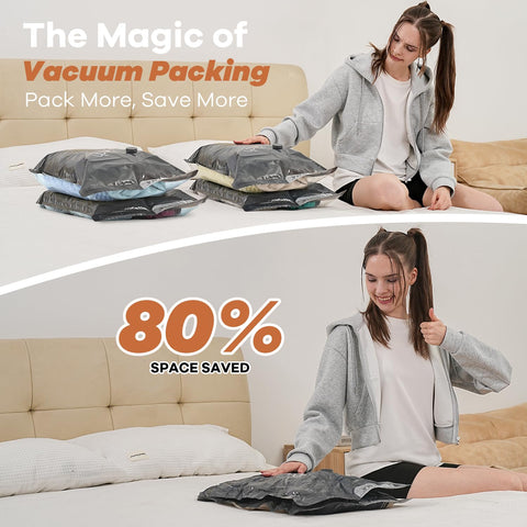 Z ZONAMA four-size set suits clothes, linens, and gear with space savings.
