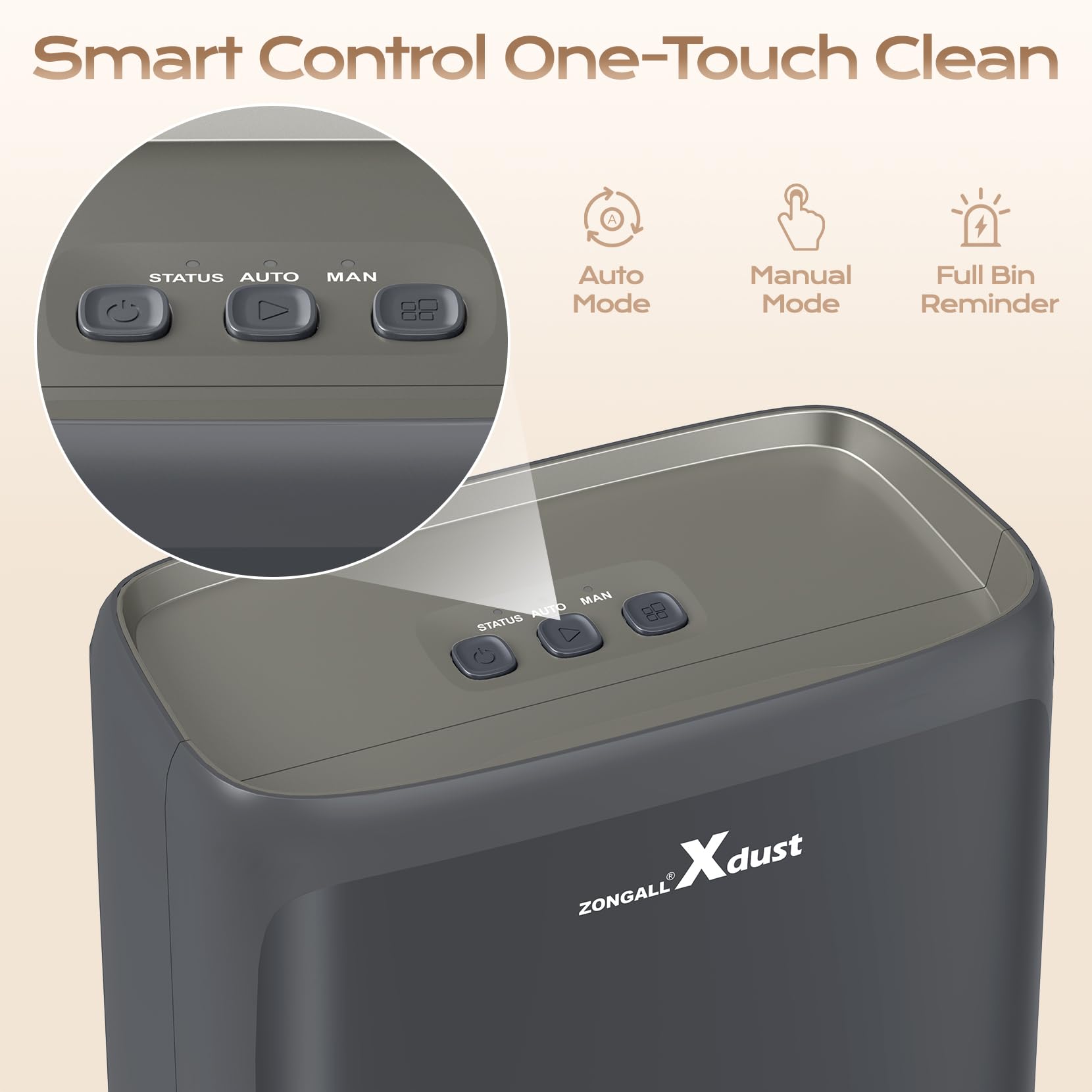 ZONGALL dustpan's 4-layer filtration with HEPA helps keep air cleaner.