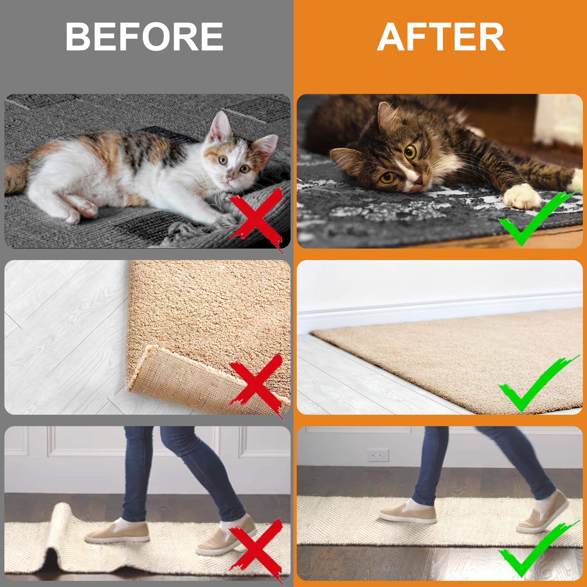 ZONGOOL reusable rug grippers 24pcs providing durable rug stability on surfaces.