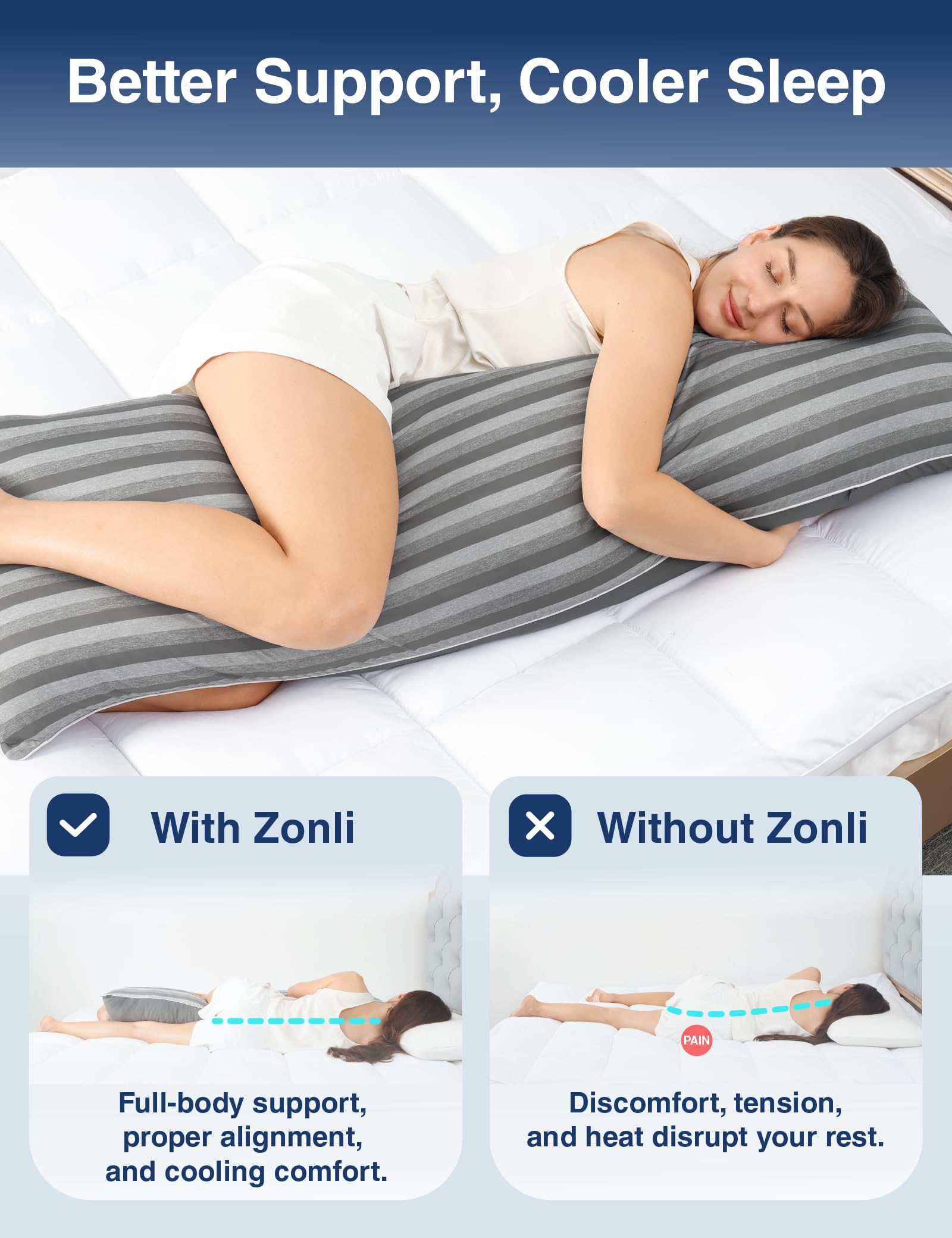 ZonLi pillow with sturdy edges maintains shape for long-term use