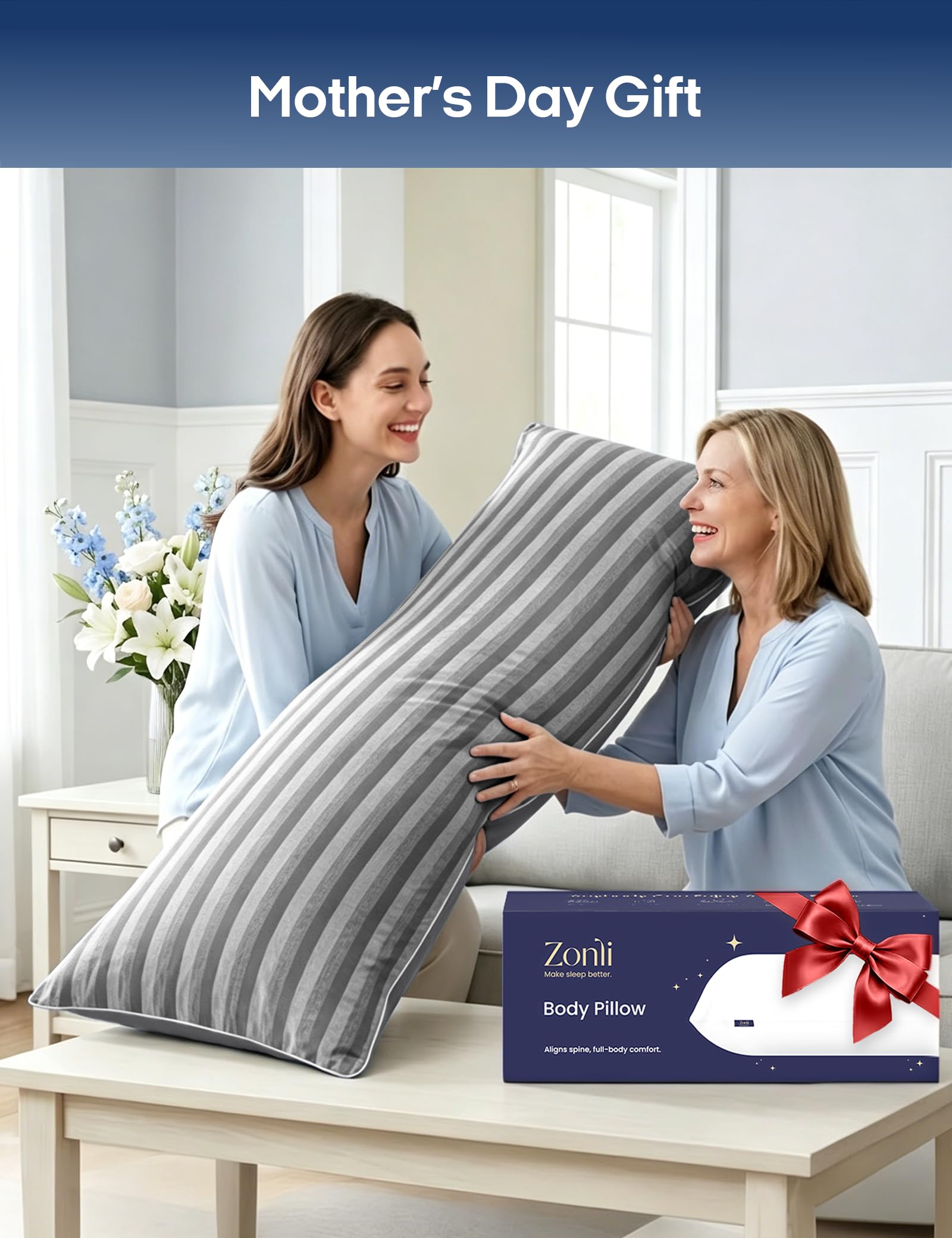 ZonLi washable pillowcase on a full-length pillow for easy cleaning