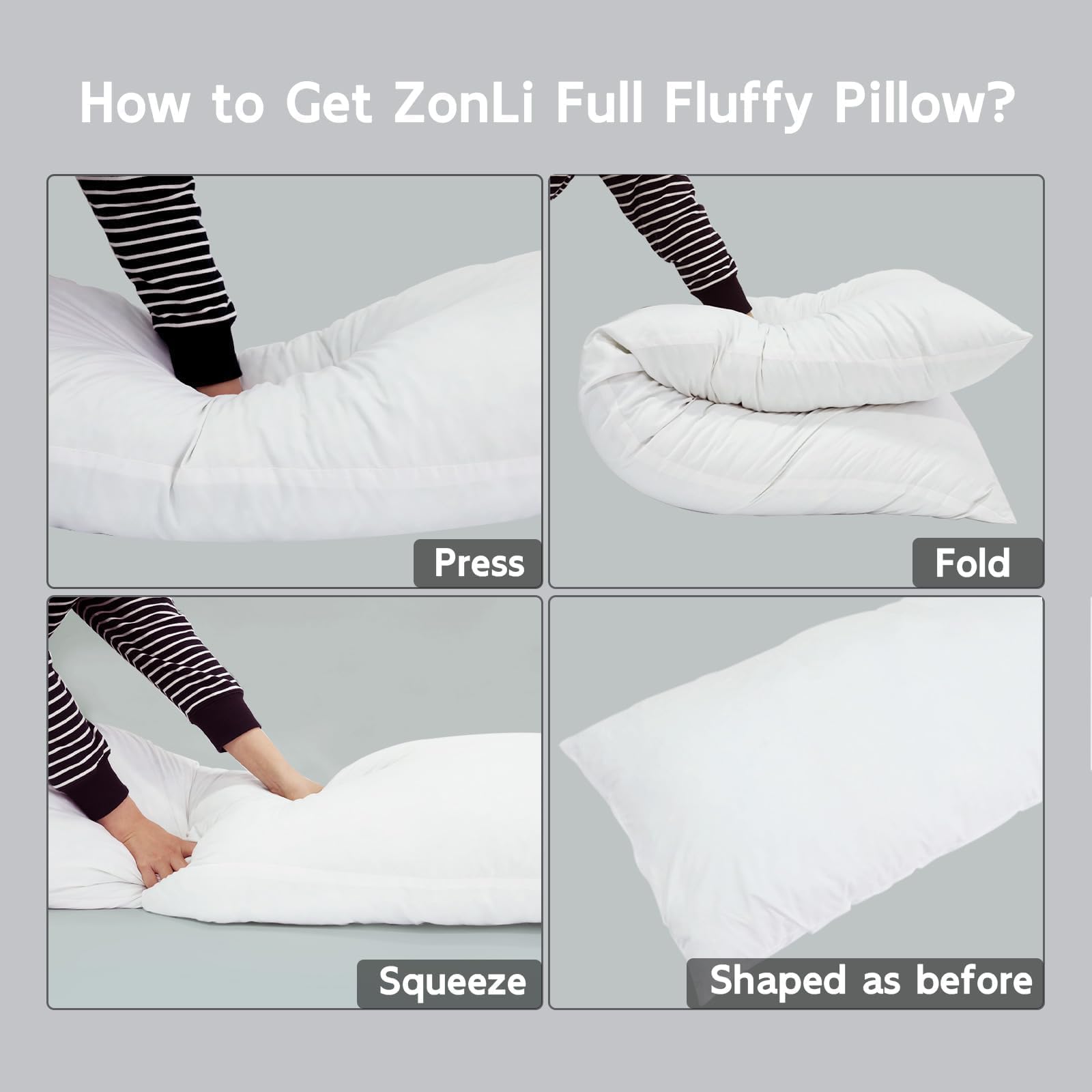 ZonLi Fluffy Body Pillow machine-washable cover for freshness.