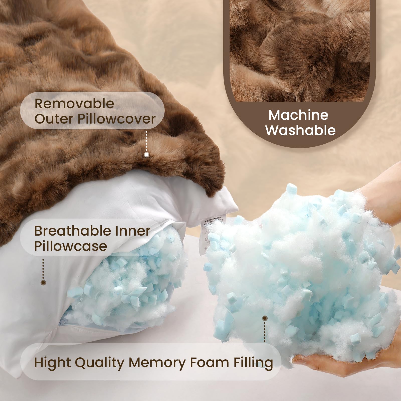 ZonLi fluffy body pillow shredded memory foam blend provides contour comfort