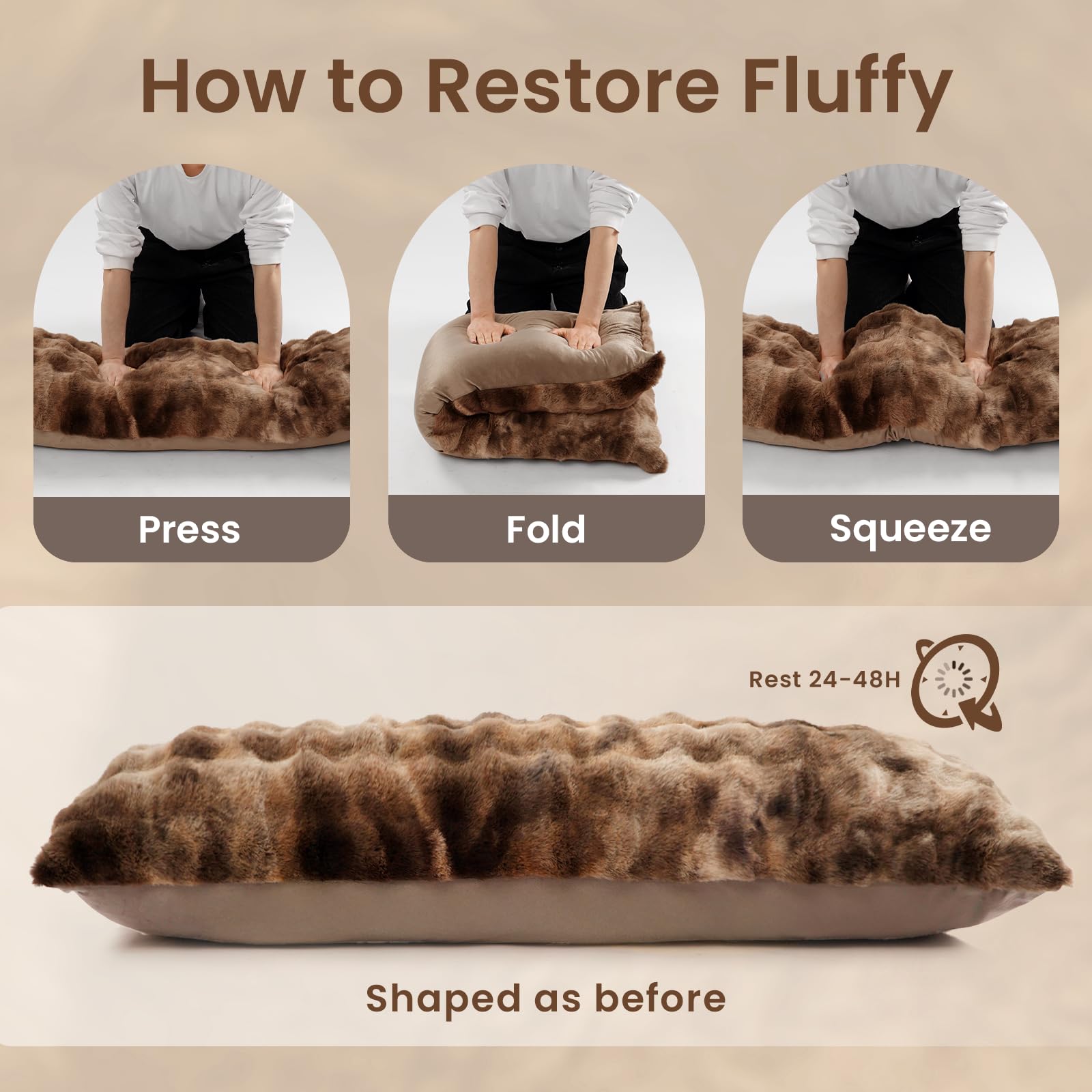 ZonLi fluffy body pillow removable cover with hidden zipper for washing