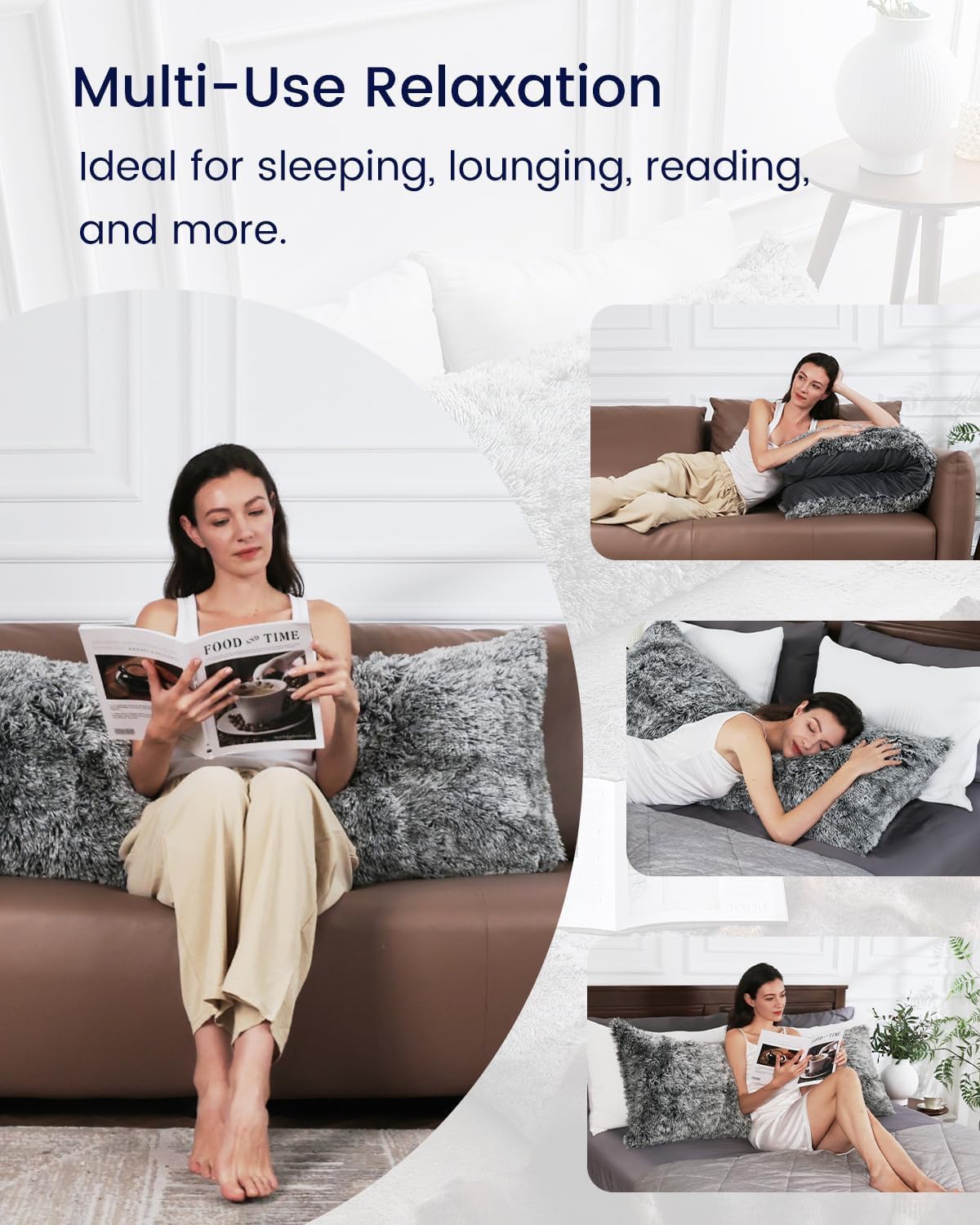 ZonLi Fluffy Body Pillow removable-cover for easy washing.