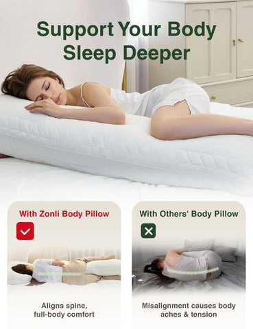 Adjustable loft demo shows ZonLi filling added or removed for personalized support.