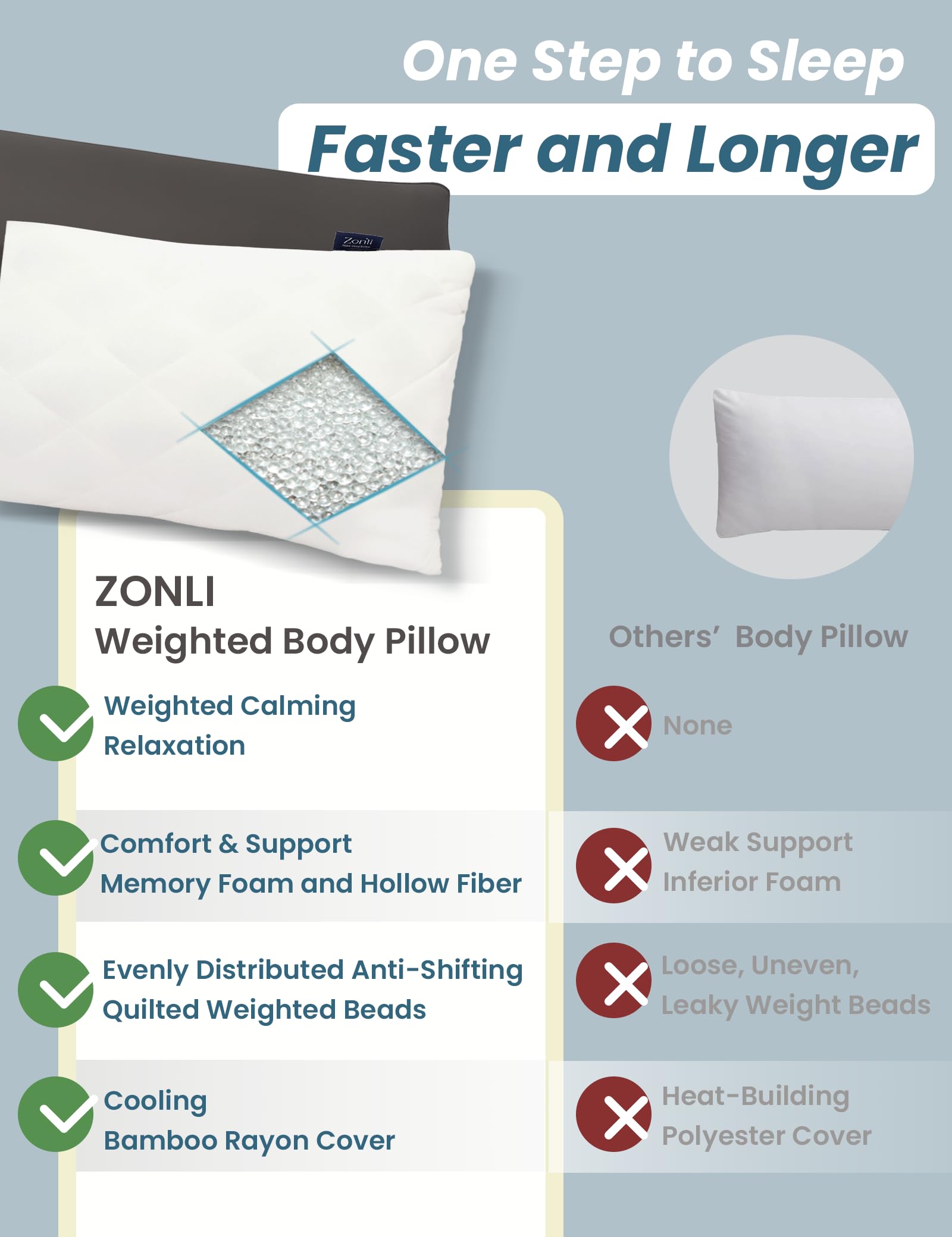 ZonLi side-sleeping position demo with full-body support.