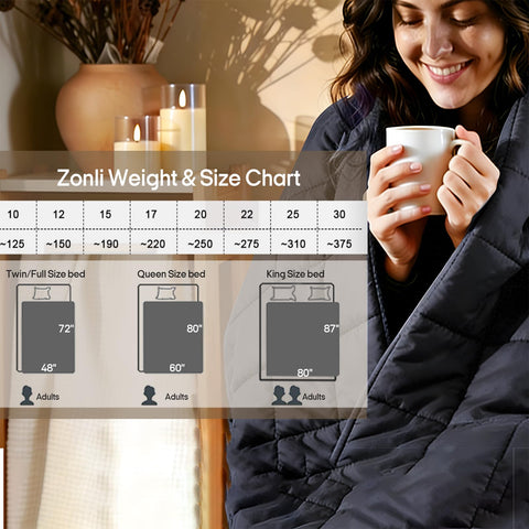 ZonLi 20 lbs blanket provides hug-like pressure for relaxing evenings