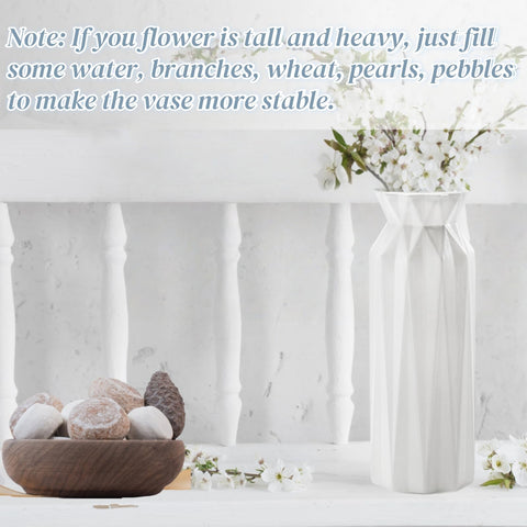 ZOOFOX composite plastic vase white 8-inch, durable and practical.