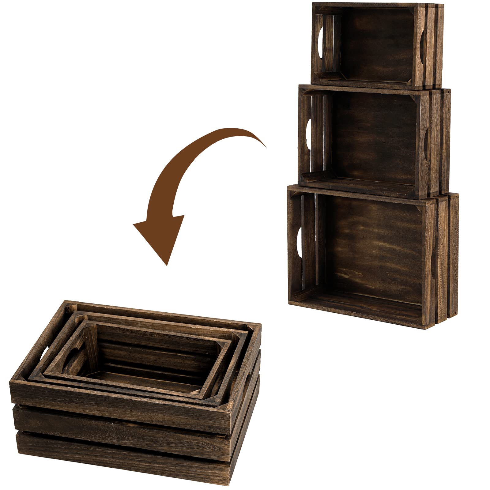 ZOOFOX decorative crates with distressed finish for rustic decor