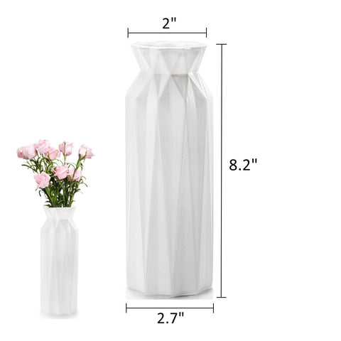 ZOOFOX Origami Vase white 8-inch tall, unbreakable for busy events.