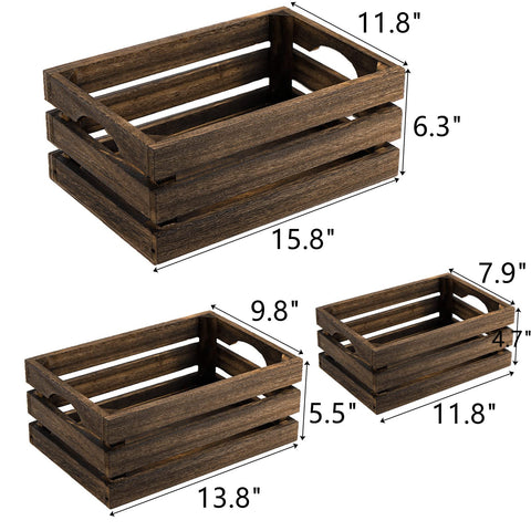 ZOOFOX rustic wooden crates side view with carrying handles