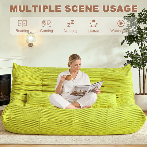 ZOOVEE bean bag chair living room setup ideal for reading and gaming.