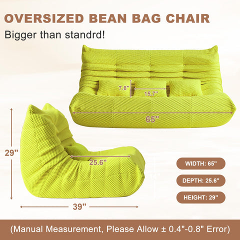 ZOOVEE bean bag chair lumbar pillow detail for ergonomic back support.