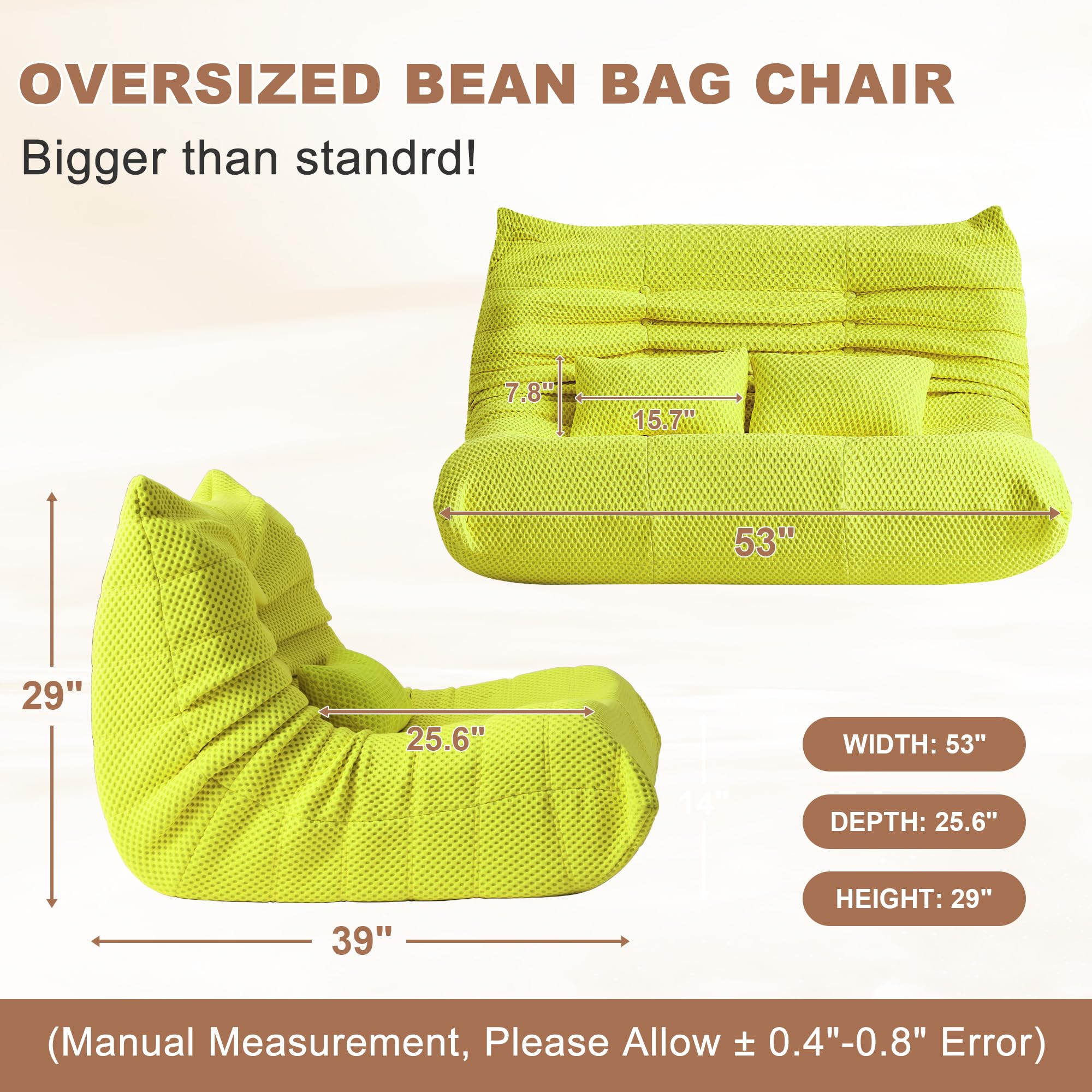 ZOOVEE bean bag chair memory foam core demonstrates high rebound.