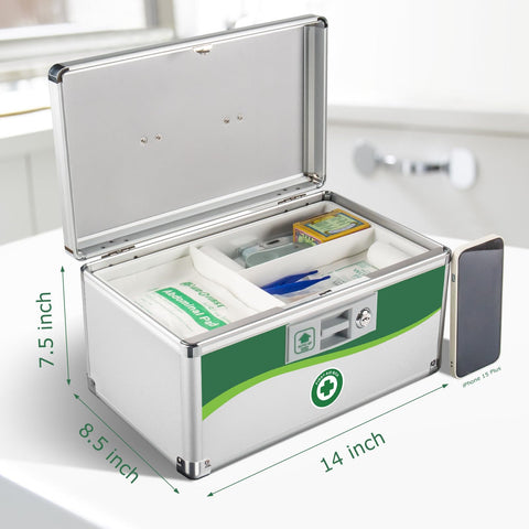 ZORVIDSON medicine lock box lock-detail showcases sturdy aluminum construction and reliable security.