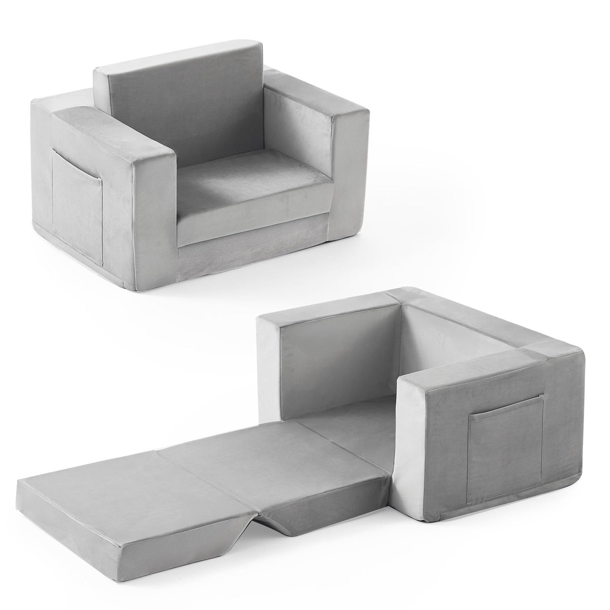 Zorvoxz Kids Couch folded sofa for compact storage and cozy toddler seating.