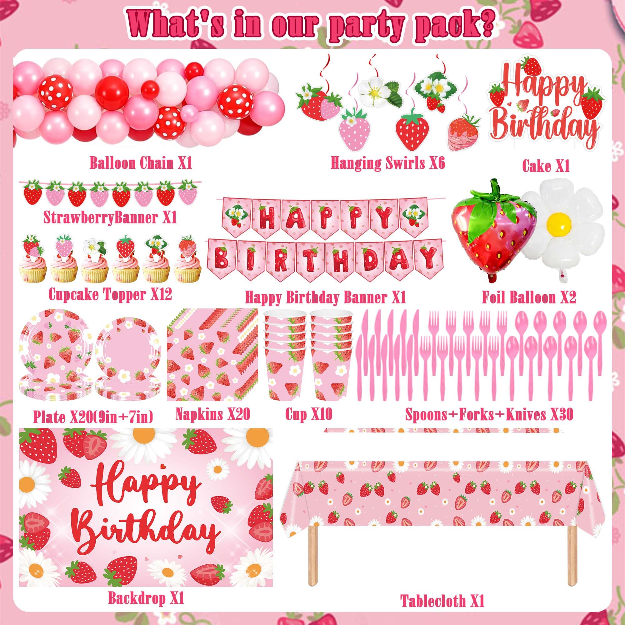 zoyvux strawberry tablecloth adds color and spill protection to the party setup