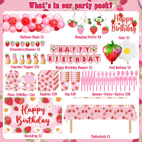zoyvux strawberry tablecloth adds color and spill protection to the party setup