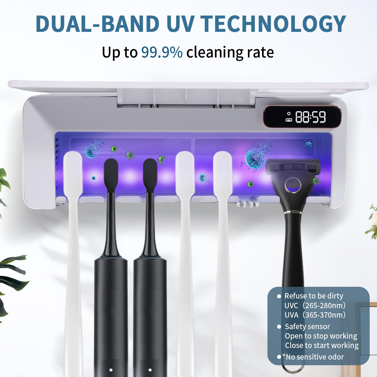 ZOZOO wall-mounted toothbrush holder keeps countertops clean and organized.