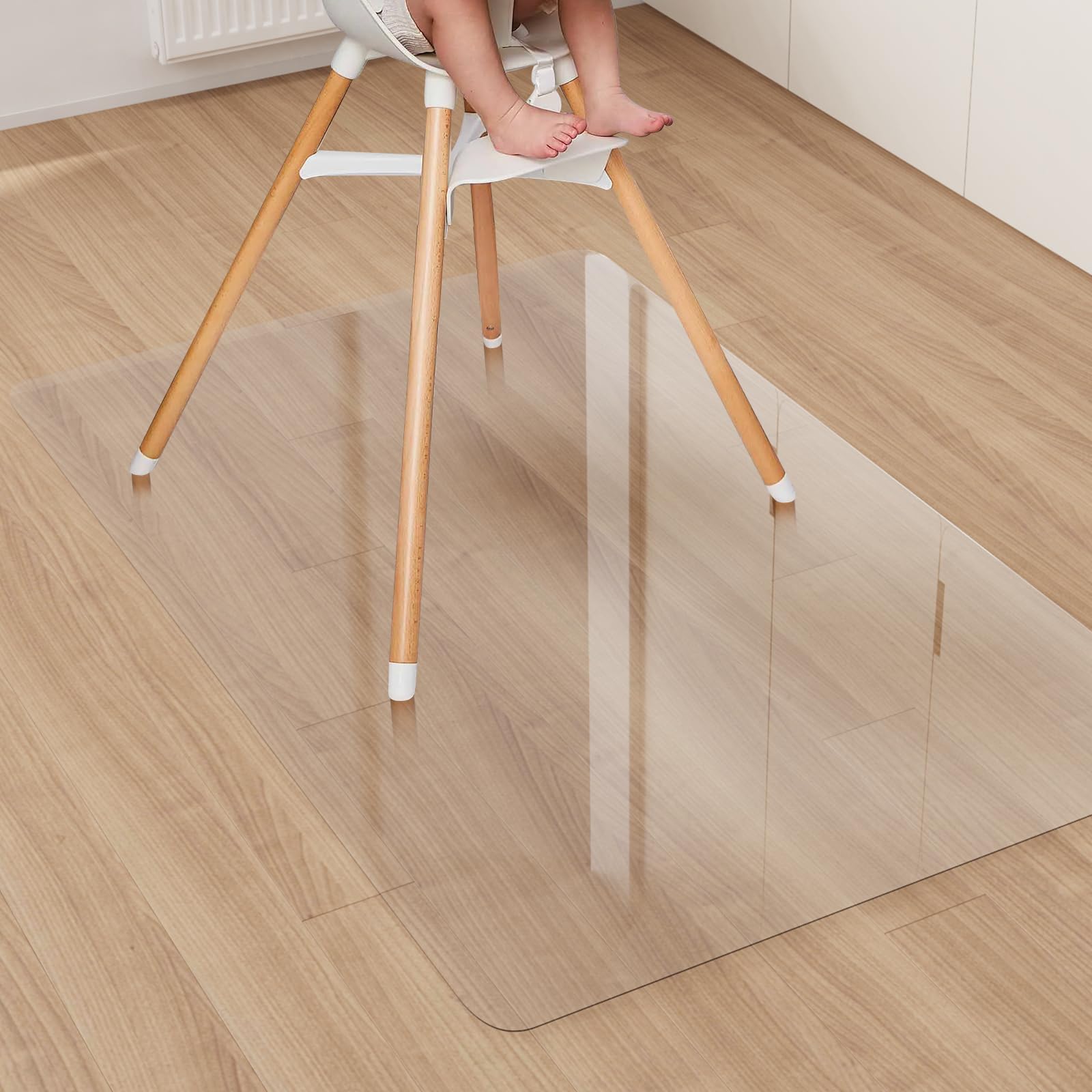 ZPAI area floor mat with transparent no-slip surface protects floors from spills.