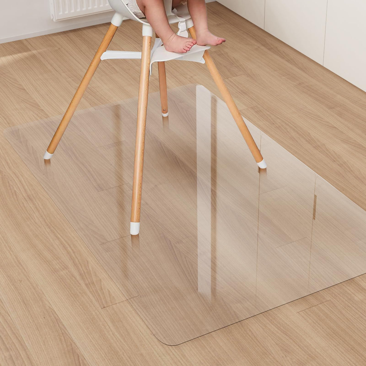 ZPAI area floor mat with transparent no-slip surface protects floors from spills.