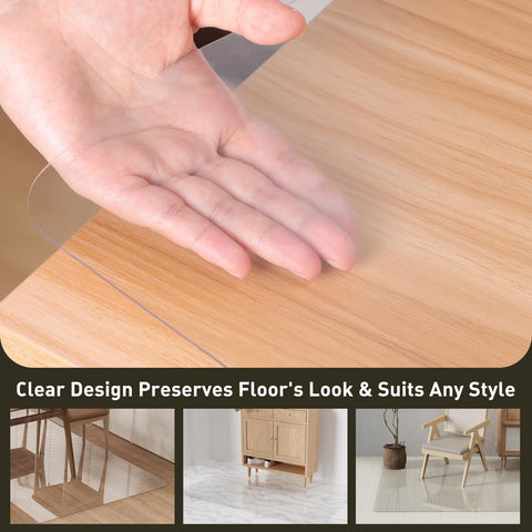ZPAI clear design floor protector preserves floor aesthetics while shielding surfaces.