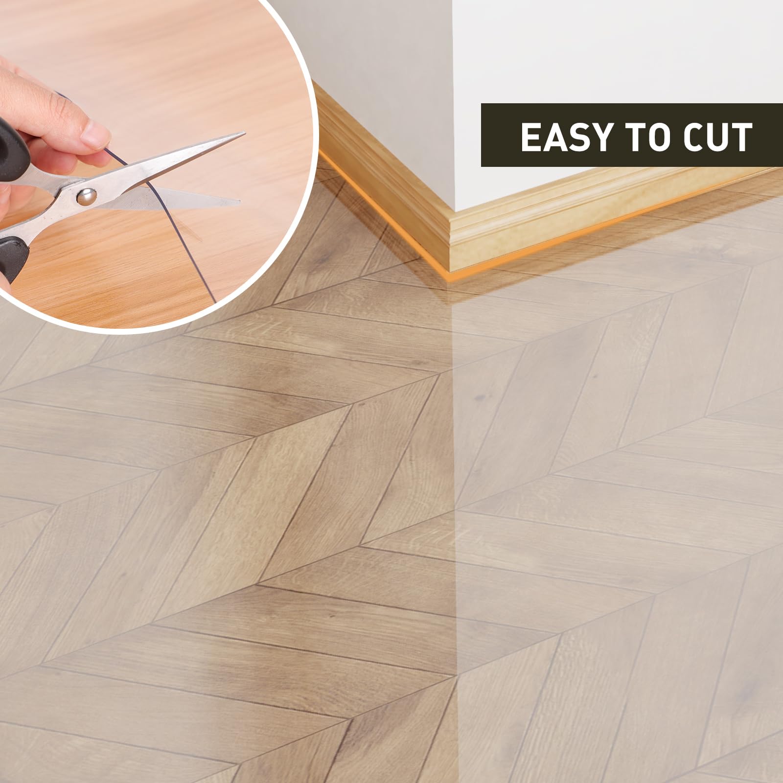 ZPAI cut-to-fit floor mat can be trimmed for a custom under-table layout.
