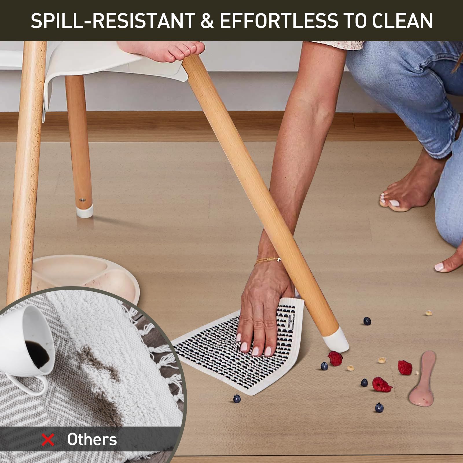 ZPAI no-slip floor mat with stickers stays secure on high-traffic kitchen areas.