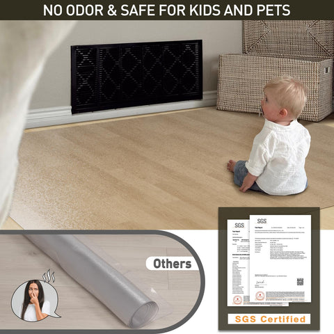 ZPAI odorless clear PVC mat blends with décor while protecting floors.