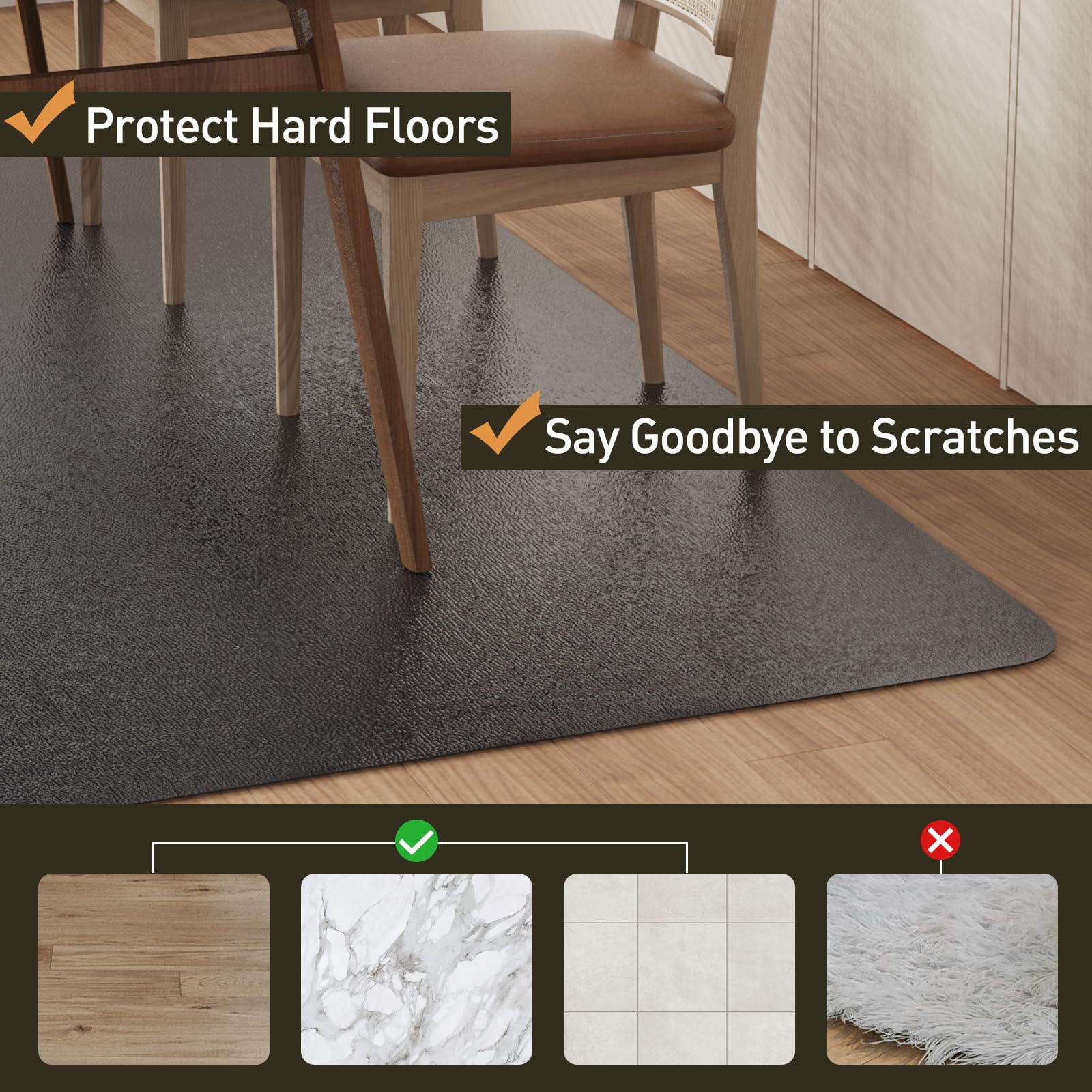 ZPAI odorless PVC mat provides safe, low-odor protection under furniture.